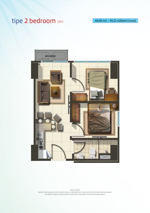 foto denah rumah tipe 2BR-D perumahan The Springlake View