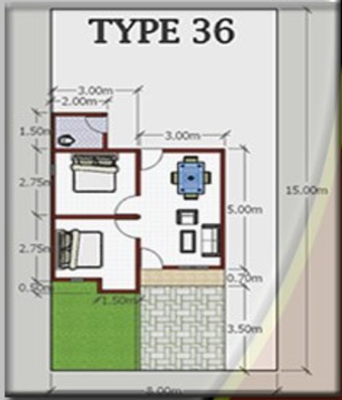 foto denah rumah tipe 36/142 perumahan Belinyu Residence 1
