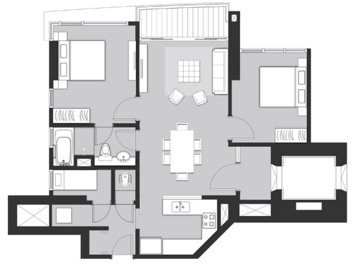foto denah rumah tipe New Royal A-07 perumahan St. Moritz Puri