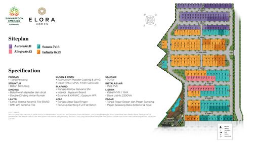 foto denah rumah tipe AURORA HOEK DELUXE perumahan Summarecon Emerald Karawang - Cluster Elora