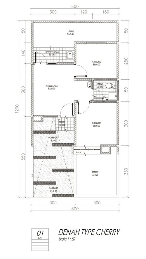 foto denah rumah tipe 42 CHERRY perumahan CENDANA RESIDENCE