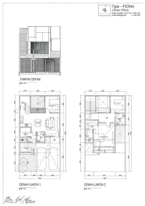 foto denah rumah tipe FIONA perumahan Cluster Flavio, Suvarna Sutera