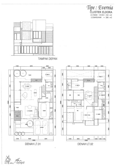 foto denah rumah tipe EVERNIA perumahan CLUSTER ELDORA, SUVARNA SUTERA