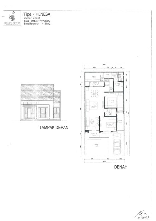 foto denah rumah tipe VENESA perumahan CLUSTER DHANA, SUVARNA SUTERA