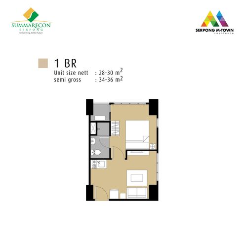 foto denah rumah tipe 1BR-MTR perumahan M-Town Signature & M-Town Residence