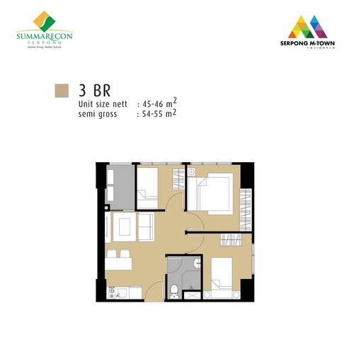 foto denah rumah tipe 3BR-MTR perumahan M-Town Signature & M-Town Residence