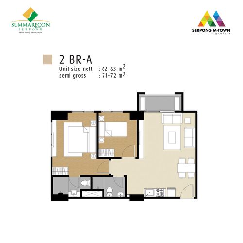 foto denah rumah tipe 2BR-MTS perumahan M-Town Signature & M-Town Residence