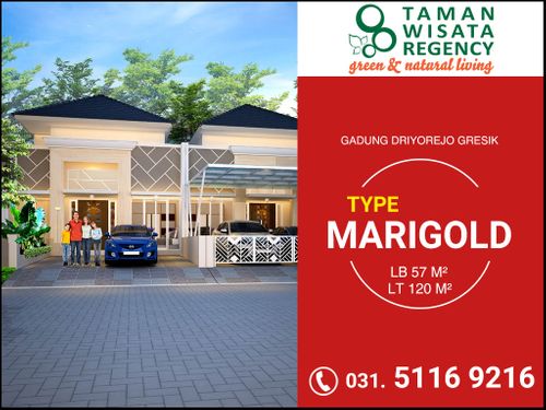 foto tampak rumah tipe MARIGOLD perumahan TAMAN WISATA REGENCY