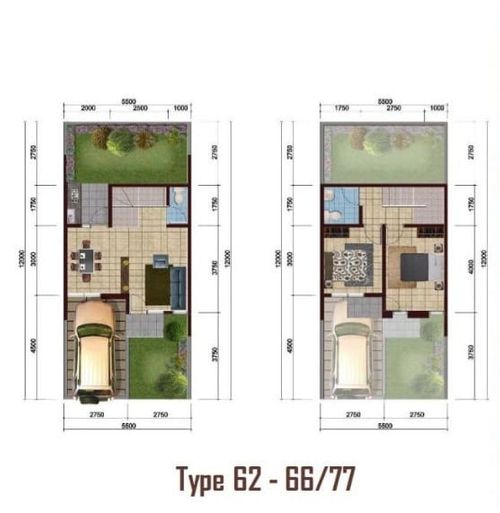 foto denah rumah tipe 62 / 66 perumahan Bali Resort Bogor