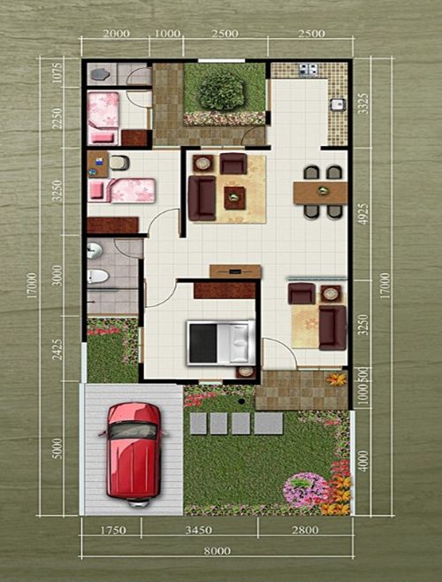 foto denah rumah tipe AURUM perumahan Cluster Abira, Suvarna Sutera