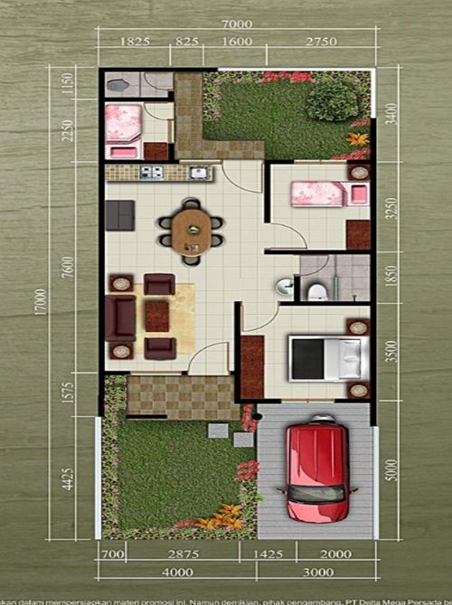 foto denah rumah tipe AZURA perumahan Cluster Abira, Suvarna Sutera