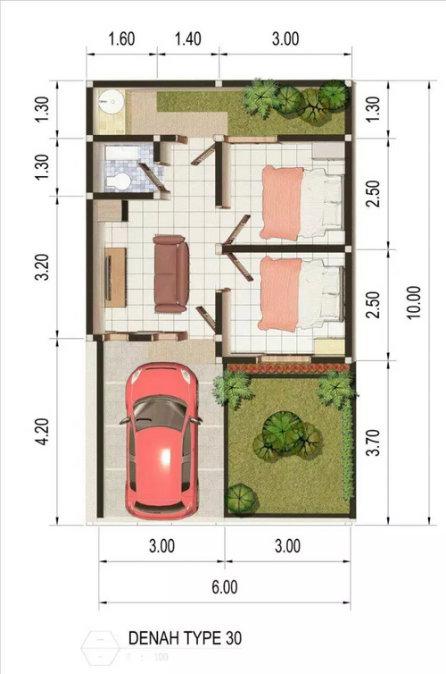 foto denah rumah tipe 30 m2 perumahan Pesona Ujungjaya Residence