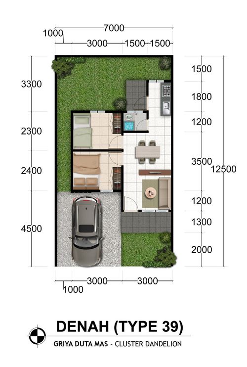 foto denah rumah tipe Rumah Tinggal 39/87 perumahan Griya Duta Mas Cluster Dandelion
