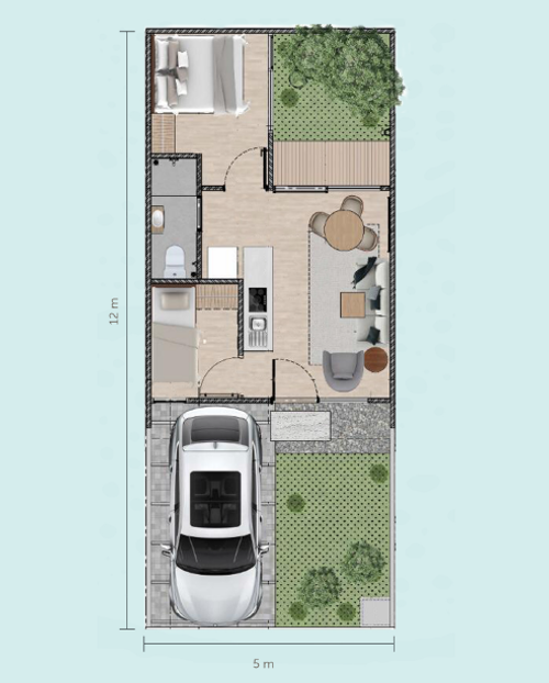 foto denah rumah tipe 1B - Courtyard Pavilion perumahan Waterfront PT Lippo Cikarang Tbk