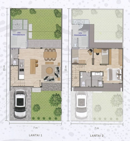 foto denah rumah tipe 3 - Meadow Cottage perumahan Waterfront PT Lippo Cikarang Tbk