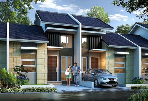 foto tampak rumah tipe Jasmine T35 perumahan TAMAN PURI CENDANA