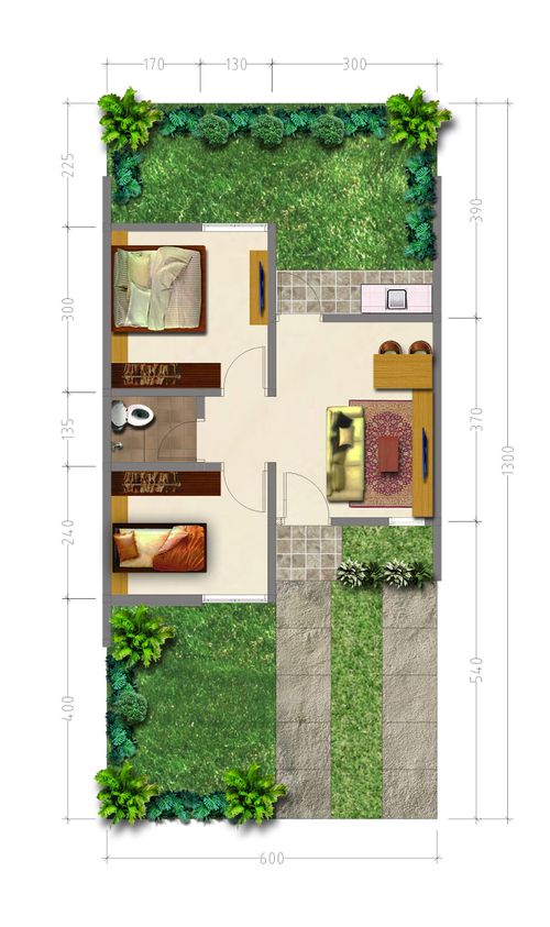 foto denah rumah tipe Grand Mawar T36 perumahan TAMAN PURI CENDANA