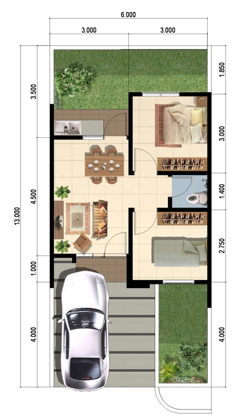 foto denah rumah tipe Grand Ubud T42 perumahan PONDOK UNGU PERMAI