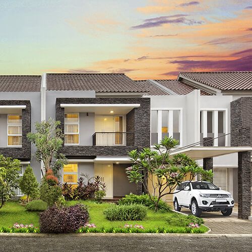 foto tampak rumah tipe STUNNING perumahan RAFFLES HILLS