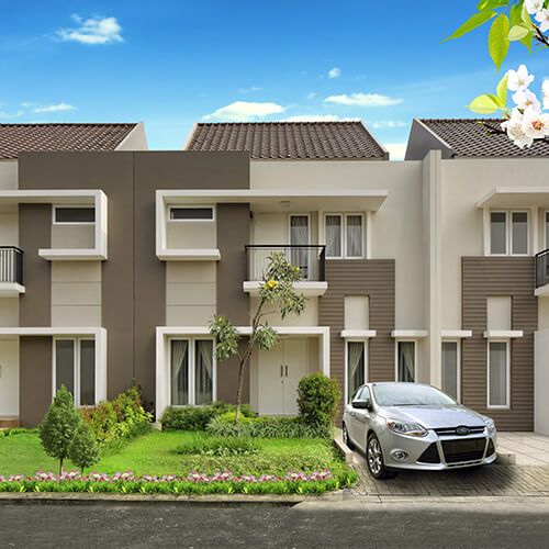 foto tampak rumah tipe SPLENDOR perumahan RAFFLES HILLS