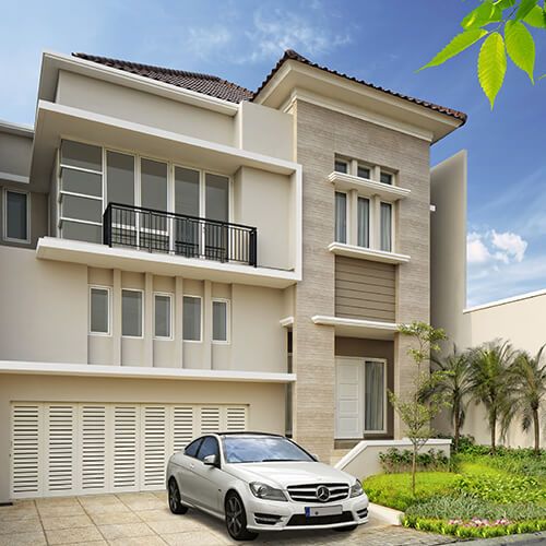 foto tampak rumah tipe BEAUTY perumahan RAFFLES HILLS