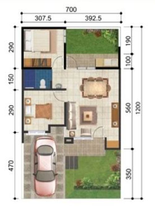 foto denah rumah tipe PISTIA perumahan RANCAMAYA GOLF ESTATE CLUSTER SALVADOR