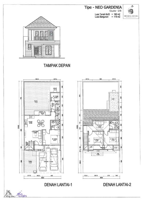 foto denah rumah tipe NEO GARDENIA perumahan CLUSTER GIRI, SUVARNA SUTERA