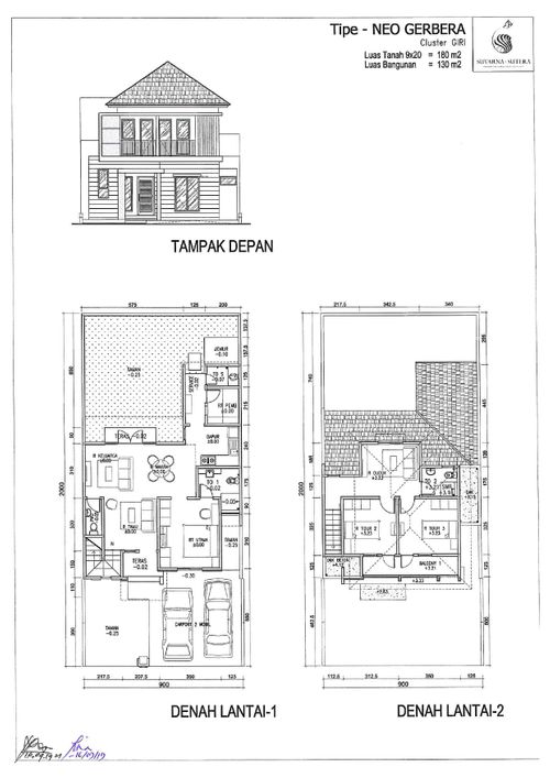 foto denah rumah tipe NEO GERBERA perumahan CLUSTER GIRI, SUVARNA SUTERA
