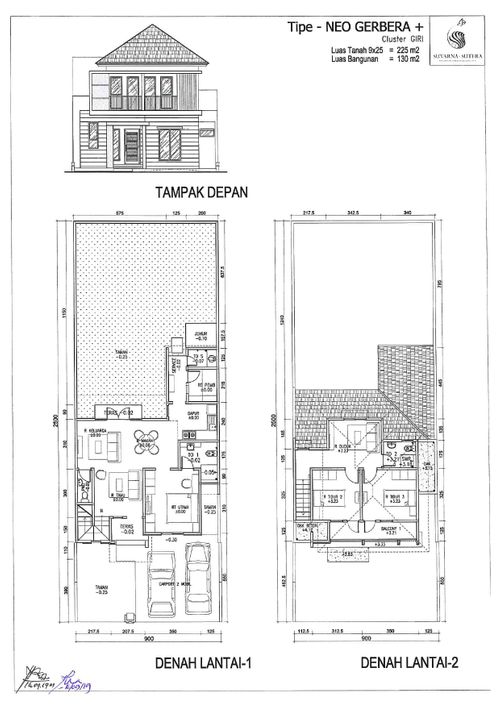 foto denah rumah tipe NEO GERBERA + perumahan CLUSTER GIRI, SUVARNA SUTERA