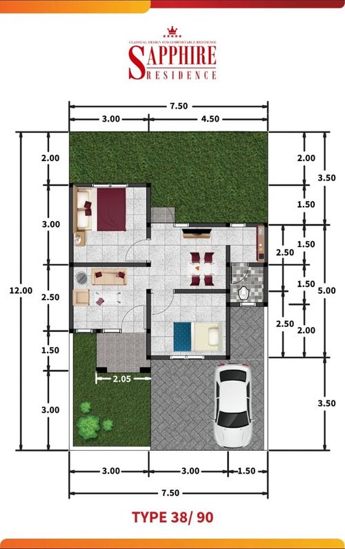 foto denah rumah tipe A perumahan SAPPHIRE RESIDENCE