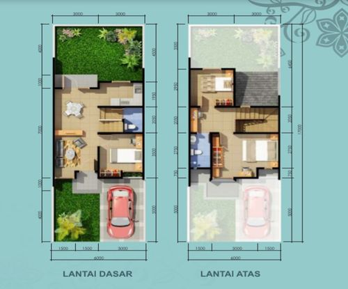 foto denah rumah tipe BOUGENVILLE perumahan CLUSTER BAHANA, SUVARNA SUTERA