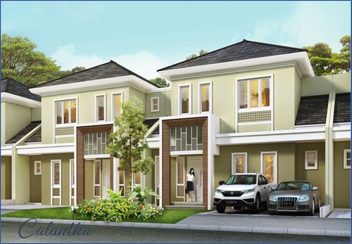 foto tampak rumah tipe CALANTHA perumahan CLUSTER CHIARA, SUVARNA SUTERA