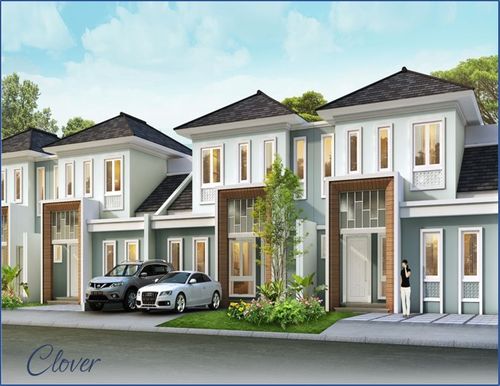 foto tampak rumah tipe CLOVER perumahan CLUSTER CHIARA, SUVARNA SUTERA