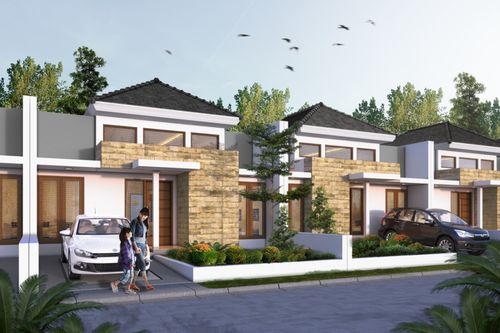 foto tampak rumah tipe Anjasmoro perumahan Taman Dhika Sidoarjo Kota