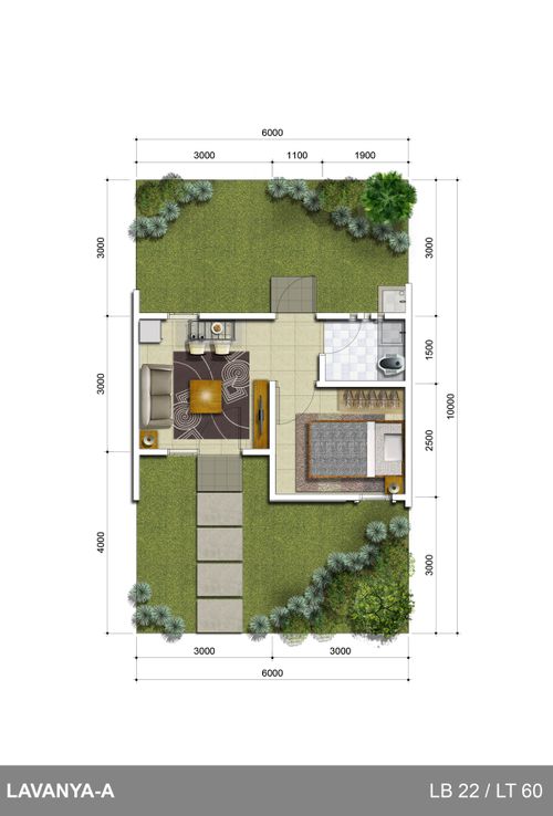 foto denah rumah tipe VERDHANA-A perumahan CITRAGRAND GALESONG CITY LAVANYA