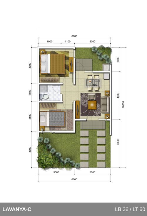 foto denah rumah tipe VERDHANA-C perumahan CITRAGRAND GALESONG CITY LAVANYA