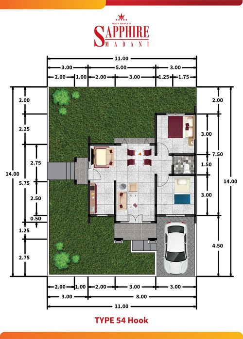 foto denah rumah tipe C perumahan SAPPHIRE MADANI