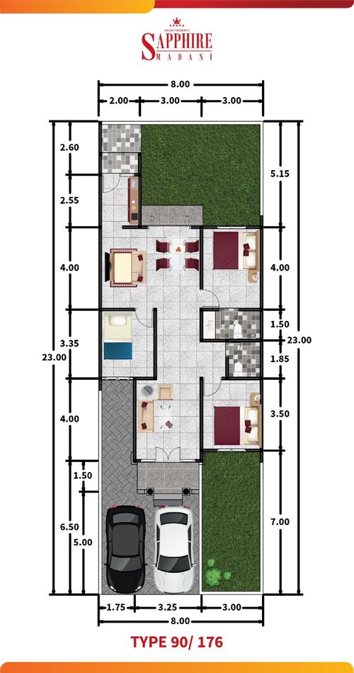 foto denah rumah tipe E perumahan SAPPHIRE MADANI