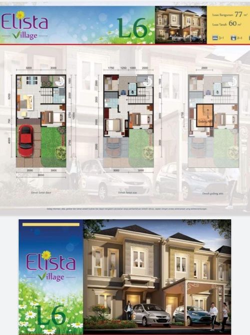 foto denah rumah tipe ELISTA VILLAGE perumahan CLUSTER ELISTA VILLAGE