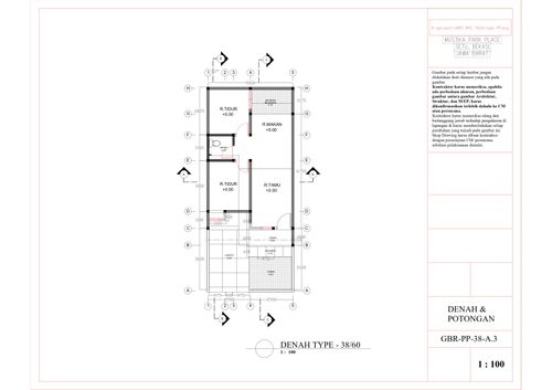 foto denah rumah tipe 38/60 ( BLOK D ) perumahan MUSTIKA PARK PLACE