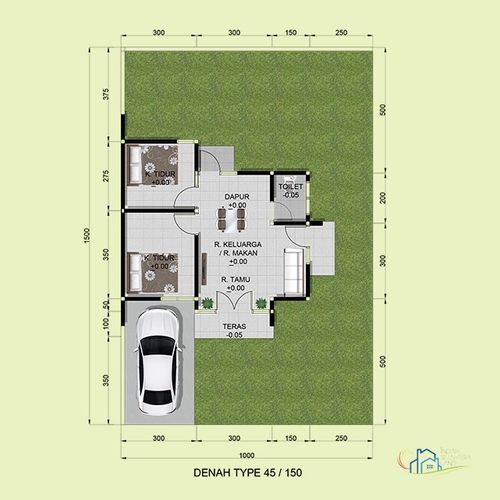 foto denah rumah tipe 45/220 perumahan Indah Sejahtera Golf Residence