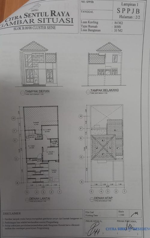 foto denah rumah tipe BONN STD perumahan PERUMAHAN CITRA SENTUL RAYA