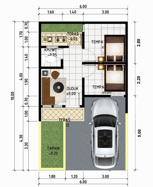foto denah rumah tipe 36/66 perumahan KIRANA INDAH RESIDENCE