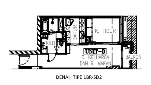 foto denah rumah tipe 1BR-SD2 perumahan Apartemen Branz Simatupang