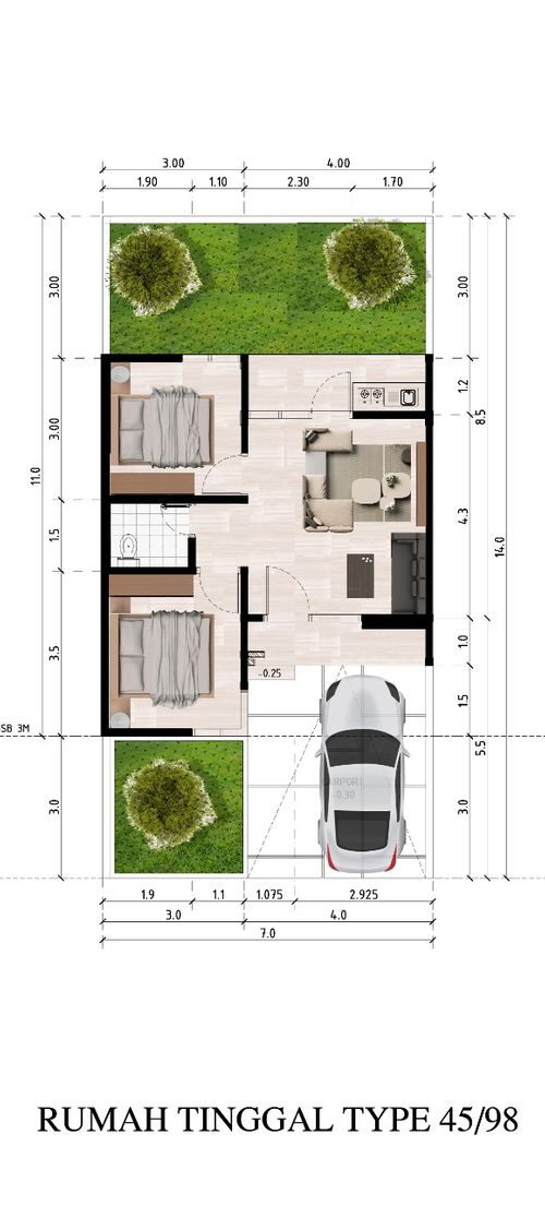 foto denah rumah tipe AURORA 45/98 perumahan Bukit Rancamaya Residence
