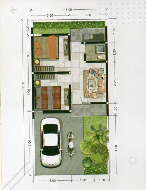 foto denah rumah tipe 36/72 perumahan GRAND KENCANA MOJOKERTO TAHAP 3