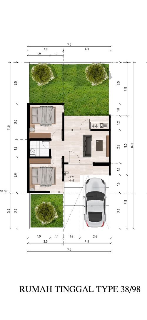 foto denah rumah tipe AURORA 38/98 perumahan Bukit Rancamaya Residence