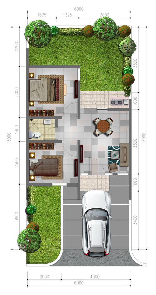 foto denah rumah tipe Legian T36B perumahan PONDOK UNGU PERMAI - LEGIAN