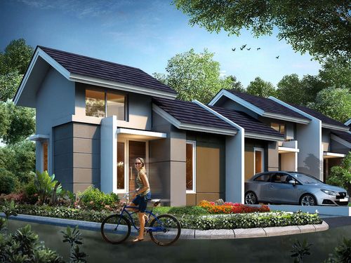 foto tampak rumah tipe Rinjani T22 perumahan PURI CENDANA