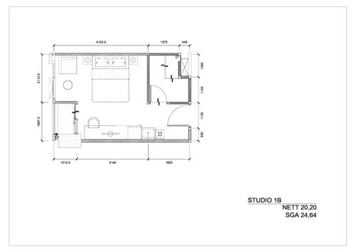 foto denah rumah tipe STUDIO - 2 perumahan GATEWAY PARK LRT CITY JATIBENING